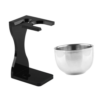 WOONEKY Beard Care Kit for Men Beard Brush Shaving Bowl Stand Acrylic Shaving Brush Holder Razor Stand Grooming Tools