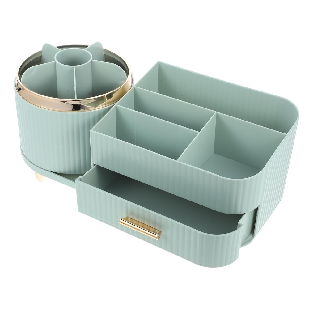 ASAKKURA Desktop Makeup Brush Holder Large Capacity Rotating Cosmetics Organizer for Vanity Stylish Storage Container for Makeup Brushes and Pens Pet Material