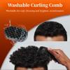 Afro Curls Hair Brush, Rubber Twist Curling Hair Brush, Washable Hair Dirty Braided Curly Hair for Barbers and Daily Use, Black view 4