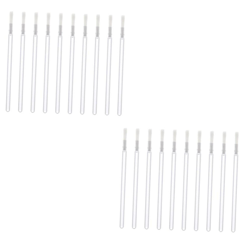 Beatifufu 2sets Lip Brushes Applicator Disposable Plastic Handle Lip Makeup Brush Nylon Bristles Easy Application for Charming Makeup Ideal for Daily Use 50pcs*2