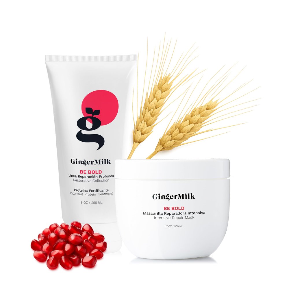 Ginger Milk Intensive Hair Repair Set - Nourishing Protein Gel & Restorative Mask to repair damaged hair, strengthen each strand, and activate natural collagen for vibrant, healthy hair.