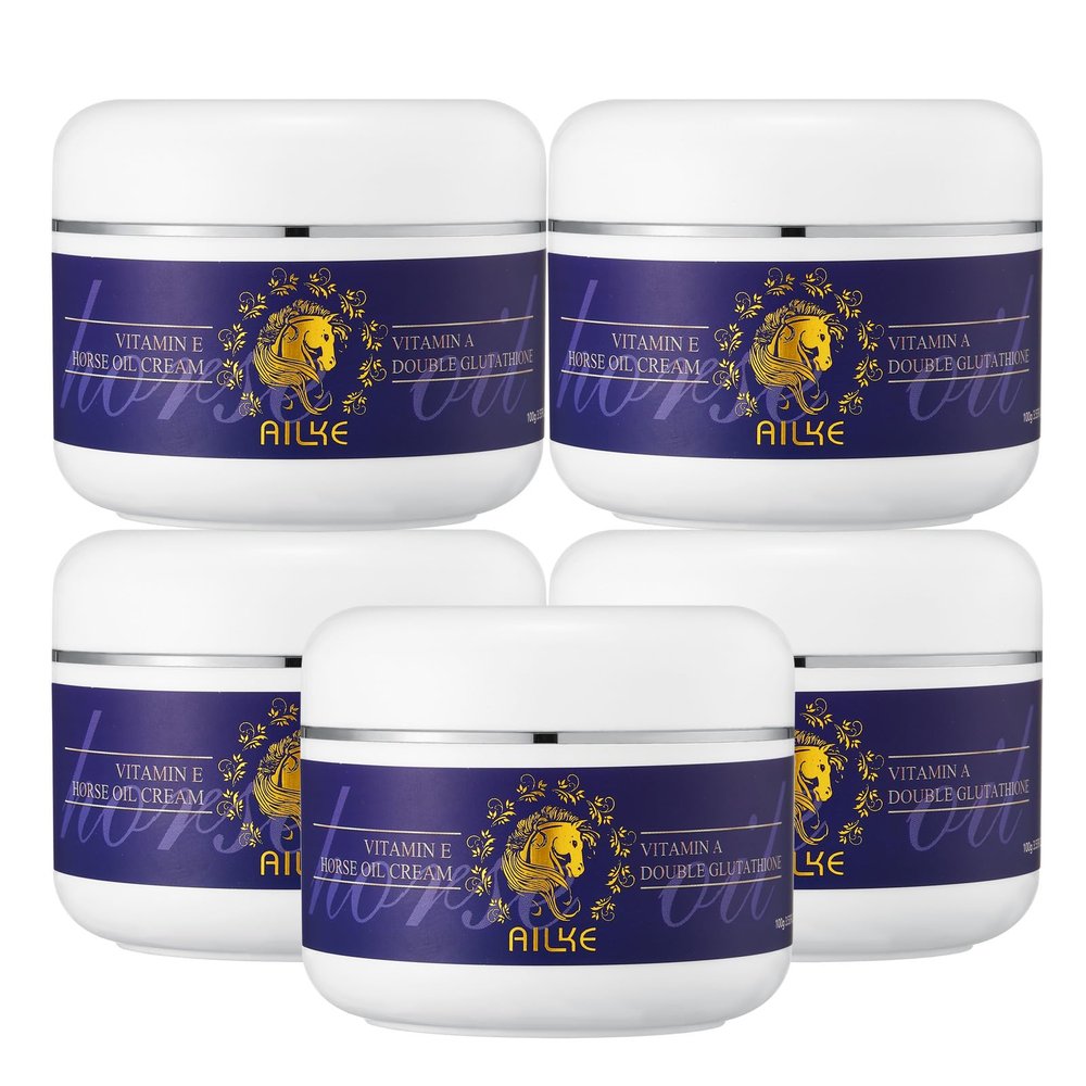 AILKE BOOST LUSTER Vitamin E Horse Oil Cream, Skin Glowing Facial Cream, Deeply Moisturizing, Help Smooth And Soften Skin, Increase Skin Radiance, 3.5 oz (5 Bottle)