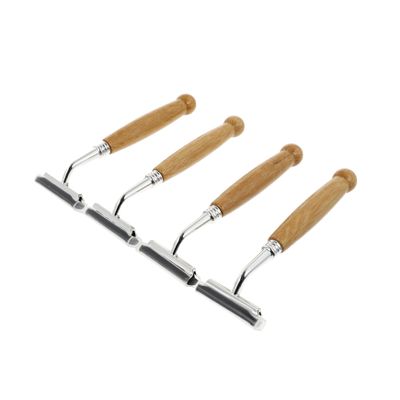 AUTSUPPL 4pcs Double-edged Bamboo Handle Manual Beard Shaver Safety Razors for Men