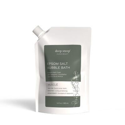 Deep Steep Epsom Salt Bubble Bath, Muscle, 16 oz  Spa Soak with Epsom Salt, Arnica, Ashwagandha & Essential Oils  Vegan, Clean Beauty, Muscle Recovery & Joint Support