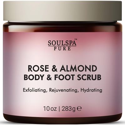 Rose & Almond Body and Foot Scrub with Dead Sea Salt 10 oz
