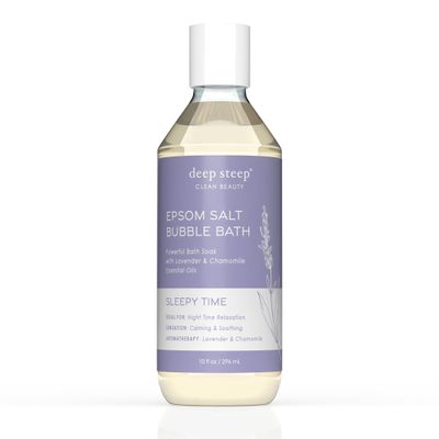 Deep Steep Epsom Salt Bubble Bath, Sleepy Time, 10 oz  Calming Soak with Coconut, Argan, Shea Butter, Aloe Vera & Essential Oils  Vegan, Clean Beauty, Relaxation & Stress Relief