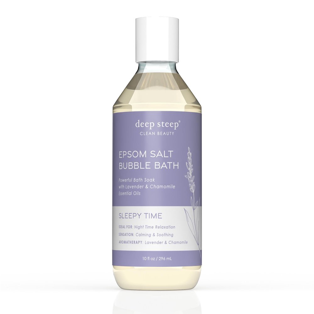 Deep Steep Epsom Salt Bubble Bath, Sleepy Time, 10 oz Calming Soak with Coconut, Argan, Shea Butter, Aloe Vera & Essential Oils Vegan, Clean Beauty, Relaxation & Stress Relief