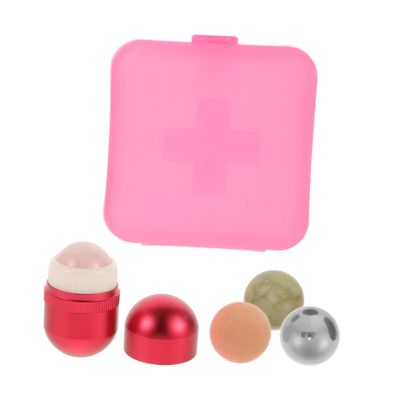 Baluue 1set Volcanic Stone Face Roller Eye Massage Tools for Puffiness Relief Stylish Casing Portable Skincare Kit for Facial Massage Eye Area Care