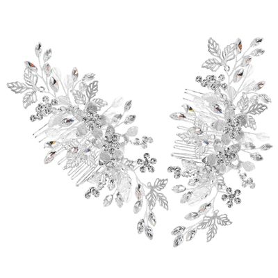 Baluue 2pcs Rhinestone Bridal Hair Comb Sparkly Hair Accessories for Brides and Bridesmaids Elegant Water-resistant Side Combs for Wedding Styles Intricate Handmade Design