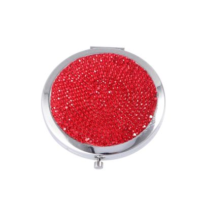 OHPHCALL 1pc Portable Folding Rhinestone Double-Sided Cosmetic Mirror for Women Chic Red Makeup Mirror High Definition Surface for Girls and Makeup Artists