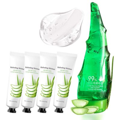 JunKuJK 99% Purity Aloe Vera Gel - Hydrating Aloe Vera Gel for Face and Skin,No Sticky Moisturizing Aloe Gel(5 pcs) B