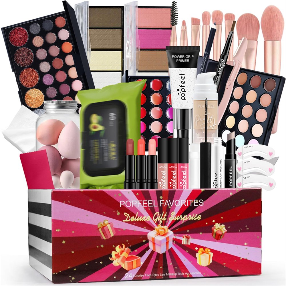 All in One Makeup Kit for Women Full Kit, Christmas Day Gifts Set for Women Girls, Makeup Essential Bundle Include Eyeshadow Palette Lipstick Blush Foundation Concealer Mascara Eyebrow Pencil
