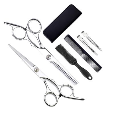 WOONEKY Barber Scissors Professional Set Hair Cutting Scissors Hair Styling Tools Stainless Steel for Salon Personal Use