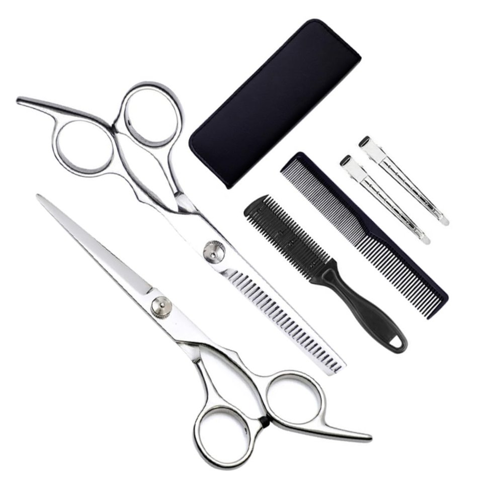 WOONEKY Barber Scissors Professional Set Hair Cutting Scissors Hair Styling Tools Stainless Steel for Salon Personal Use
