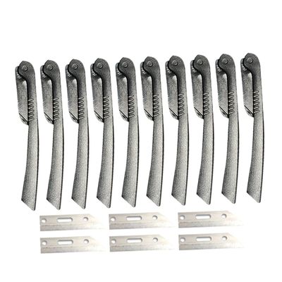 OHPHCALL 10pc Set Portable Stainless Steel Eyebrow Trimmer Kit Mens Folding Razor