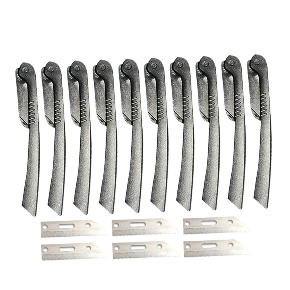 OHPHCALL 10pc Set Portable Stainless Steel Eyebrow Trimmer Kit Mens Folding Razor