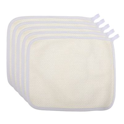 COOLHIYA 5pcs Exfoliating Back Scrubbing Towels Nylon Bath Washcloths for Body Cleansing and Foaming for Men and Women Spa Experience