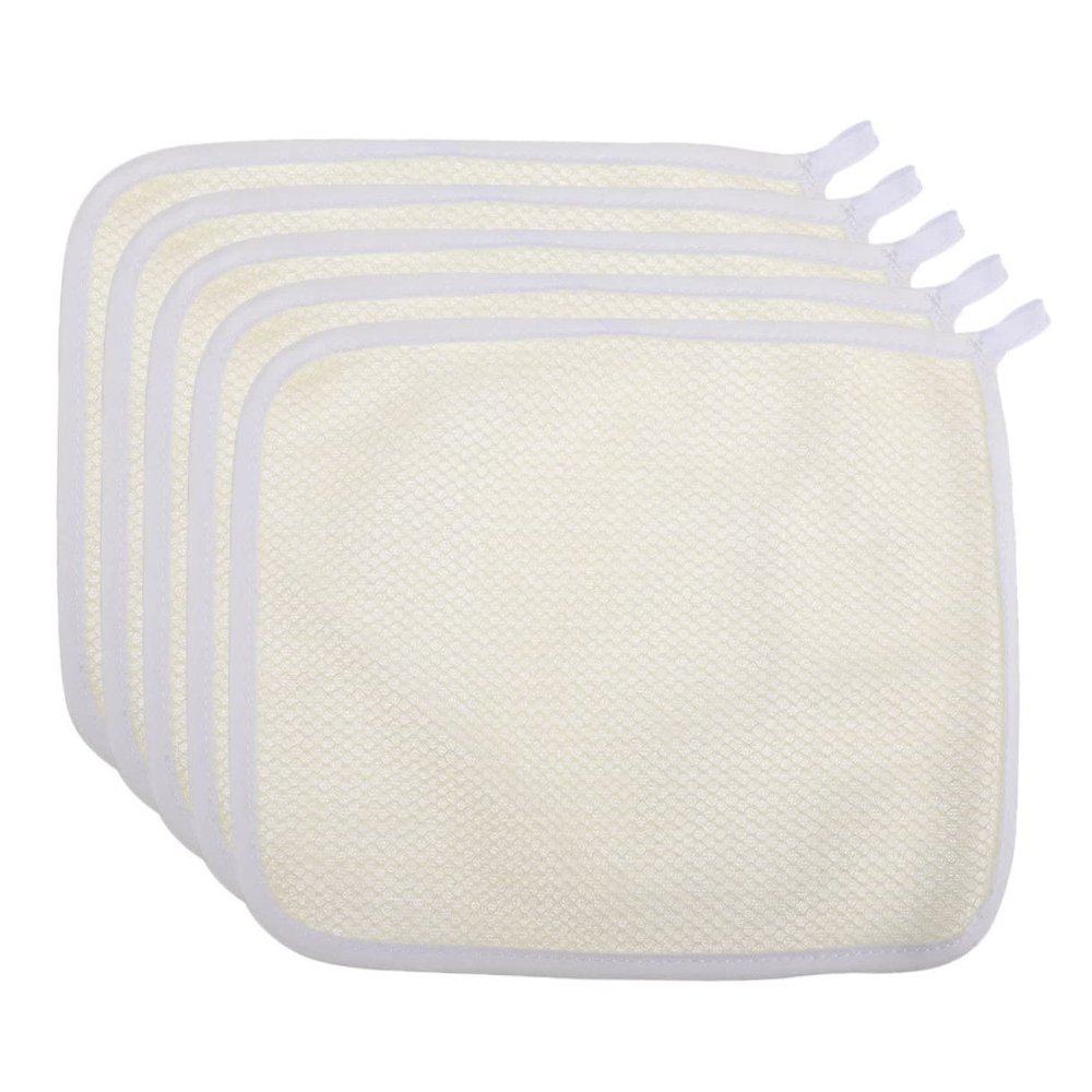 COOLHIYA 5pcs Exfoliating Back Scrubbing Towels Nylon Bath Washcloths for Body Cleansing and Foaming for Men and Women Spa Experience