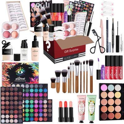 All in One Makeup Kit for Women Full Kit, Valentine's Day Gift Sets for Women Girls, Makeup Essential Bundle Include Eyeshadow Palette Lipstick Blush Foundation Concealer Mascara Eyebrow Pencil