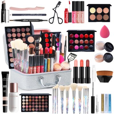 All in One Makeup Kit for Women Full Kit,Mother's Day Gifts for Mom,Makeup Essential Bundle Include Brush Eyeshadow Palette Lipstick Blush Foundation Concealer Mascara Eyebrow Pencil