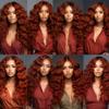 10 12 14 inch Color 33 Bundles Human Hair Reddish Brown Deep Curly Bundles Double Weft Brazilian Virgin Copper Red Human Hair Extensions view 2