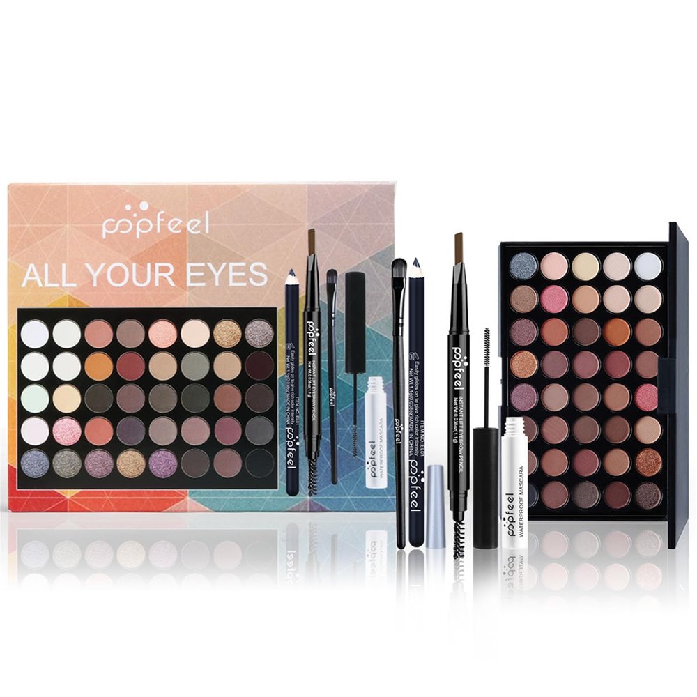 Eye Makeup Kits for Women, Eye Makeup Set for Beginners, Christmas Day Gifts for Women Girls, Makeup Essential Bundle Includes Eyebrow Pencil, Eyeliner Pen, Mascara, Eyeshadow Palette with Eye Brush