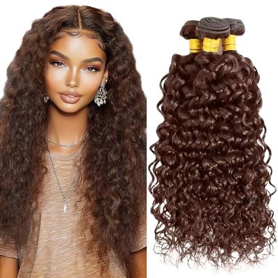 24 24 24 Inch Dark Brown Human Hair Water Wave Bundles Color 4 Bundles Chocolate Brown Water Wave Human Hair Bundles Double Weft Wet And Wavy Bundles Brown Bundles Remy Hair Extensions