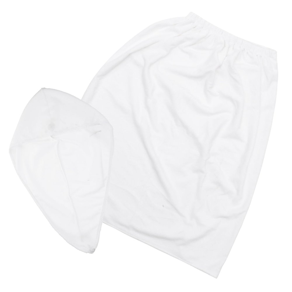 AUTSUPPL 1set Microfiber Hair Towel Wrap and Bath Towel Kit Super Absorbent Lightweight Comfortable for Daily Use Spa Gym White