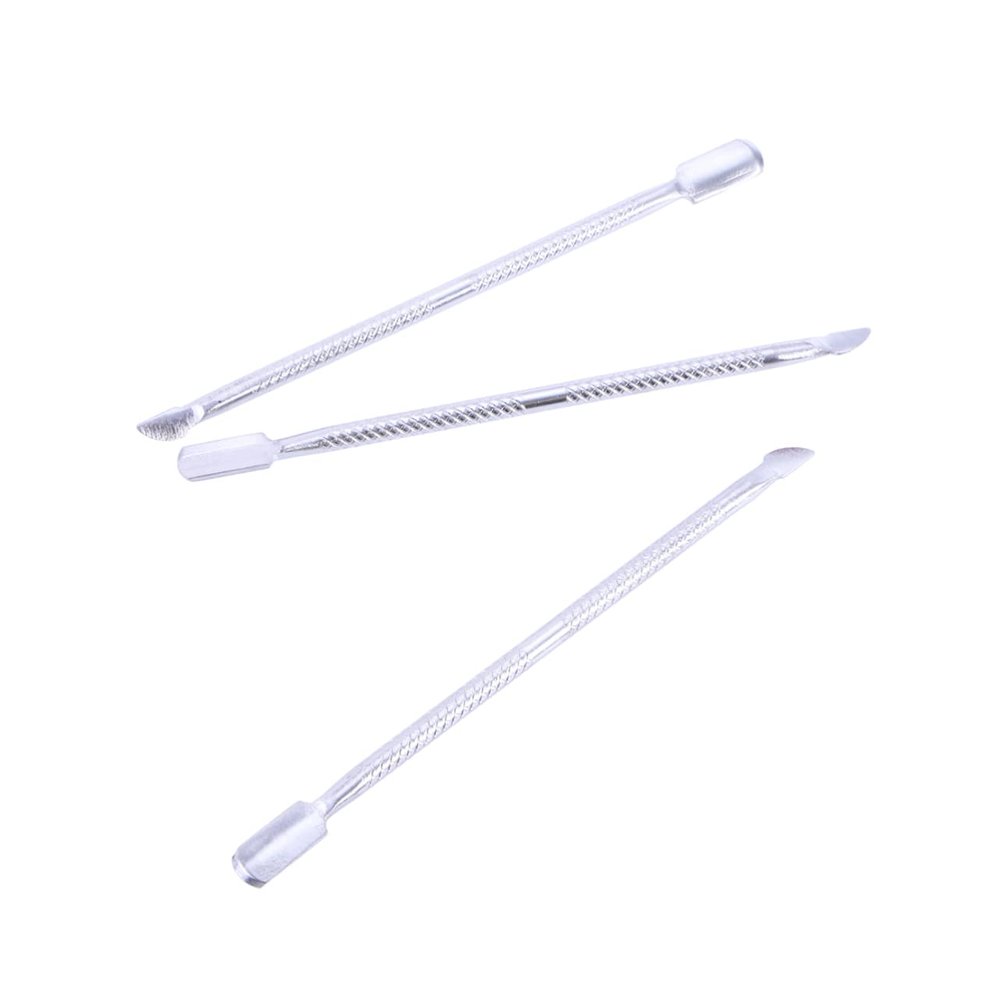 FRCOLOR 3pcs Stainless Steel Cuticle Remover Tool Kit for Manicure Pedicure Dual-end Nail Care Pusher and Spoon for Cuticle Cleaning and Shaping