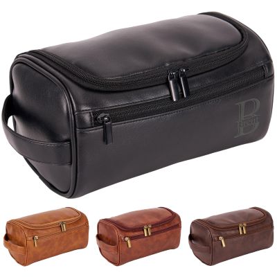 Personalized Mens Toiletry Bag, Custom Travel Bag with Hook, Handcrafted Leather Shaving Kit, Travel Toiletry Bag,Engraved Name for Groomsmen/Anniversary/Birthday/Husband/Dad/Christmas Gift Black
