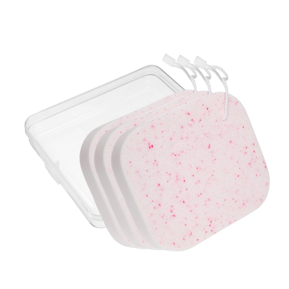 Gogogmee 1set Portable Reusable Facial Sponges Multi-function Exfoliating Face Scrubbers for Travel-friendly Design Lightweight Skin-friendly Pva Material Storage Box
