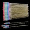 50 Pcs Disposable Mascara Wands, Crystal Eyebrow Spoolies Colorful Brush Head for Eyelash Extensions Lash Brushes Gold view 1