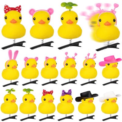 12 Pcs Duck Hair Clips, Cute Festival Rave Sprouts, Yellow Duck Hairpin Accessorie for School Home Party Props