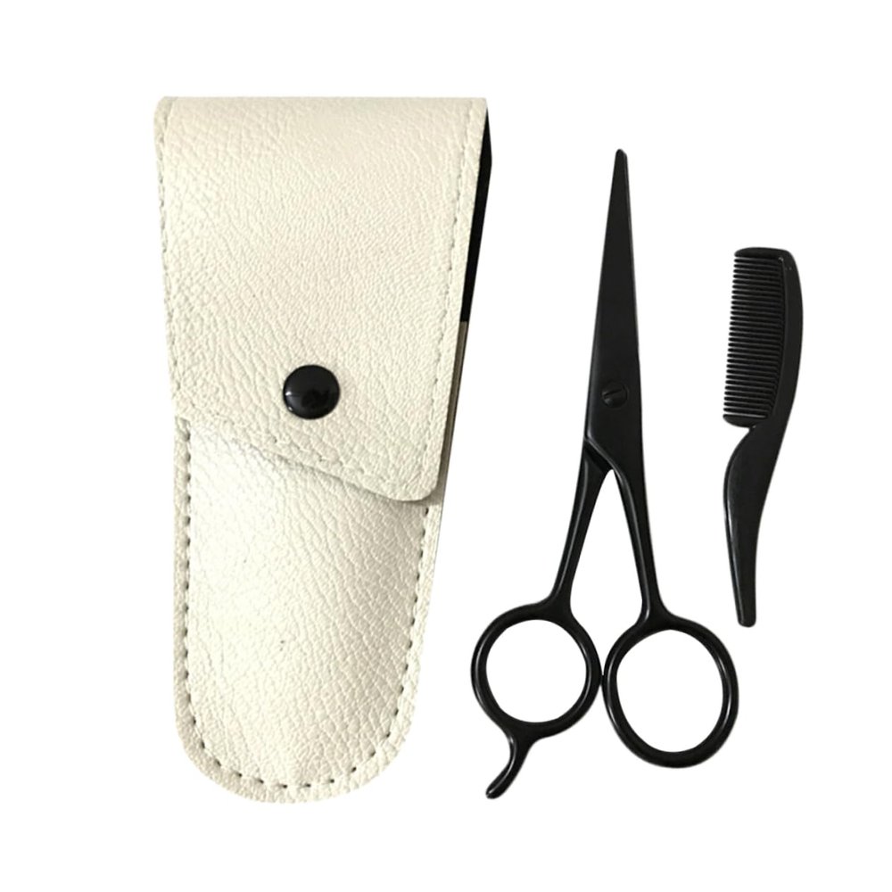 Healeved Beard and Mustache Scissors Set Comb Portable Tool Kit for Grooming Sturdy Stainless Steel for Clean Cuts