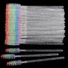 100 Pcs Disposable Mascara Wands, Crystal Eyebrow Spoolies Colorful Brush Head for Eyelash Extensions Lash Brushes White view 1