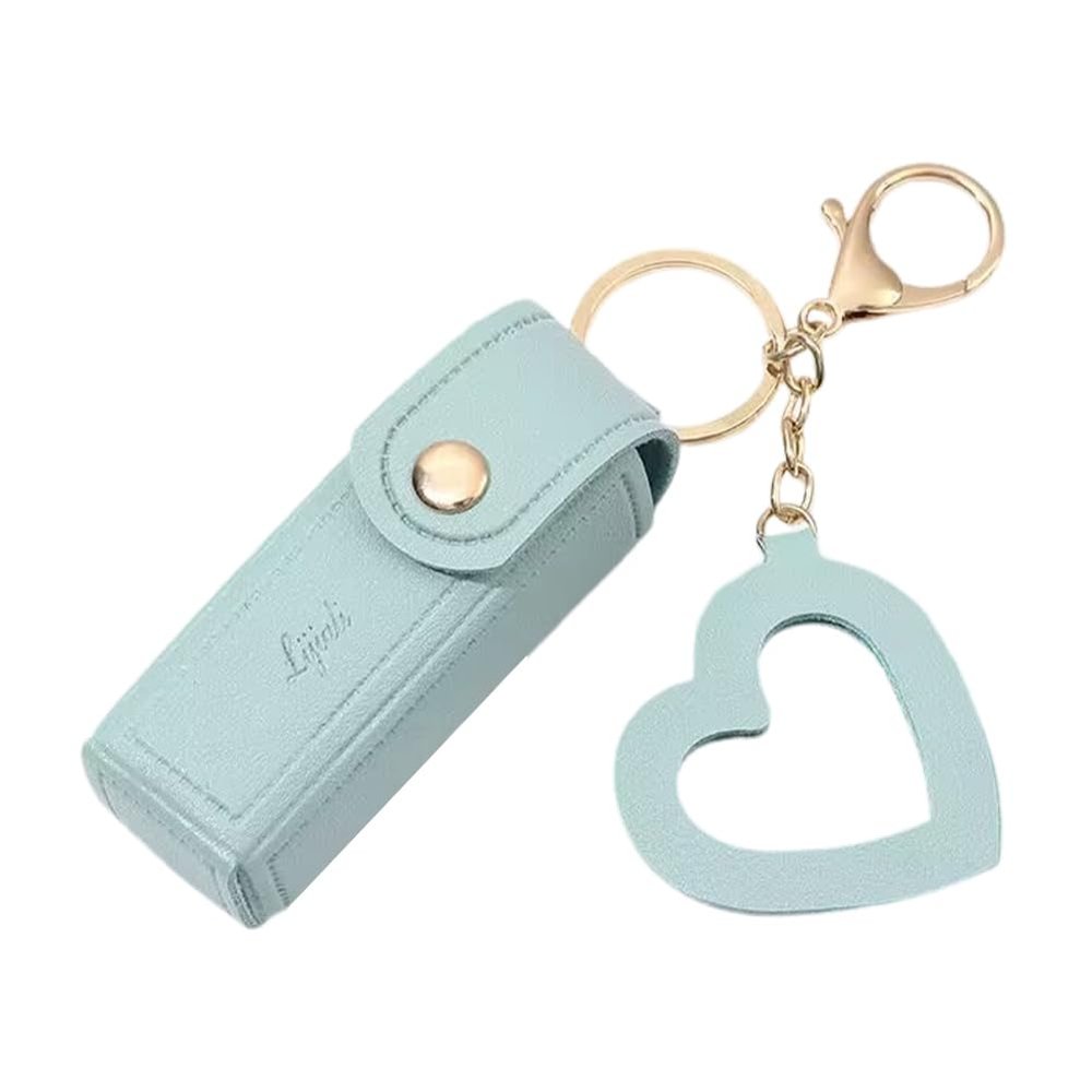 EUBUY Lipstick Organizer, Mini Lipstick Case with Keychain, PU Leather Potable Chapstick Holder with Mirror, Girls Travel Lipgloss Makeup Storage Holder