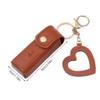 EUBUY Lipstick Holder Keychain, PU Leather Chapstick Case Keychain with Mirror, Girls Travel Lipgloss Makeup Storage Holder view 2