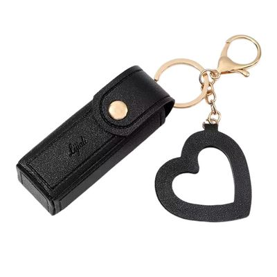 EUBUY Lipstick Organizer, Mini Lipstick Case with Keychain, PU Leather Potable Chapstick Holder with Mirror, Girls Travel Lipgloss Makeup Storage Holder