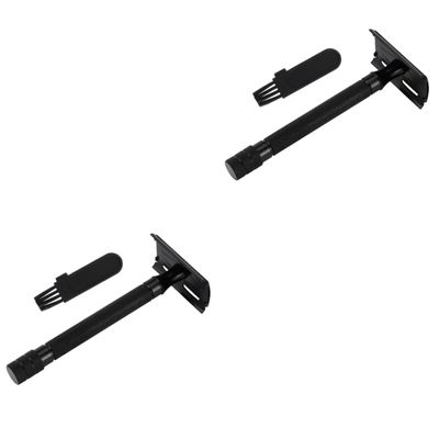 FOYTOKI 2pcs Men Shaving Razor Classic Double Safety Razor Manual Beard Trimmer for Travel