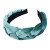 Golden Velvet Cross Hair Hoop Women's Fried Dough Twists Braid Cloth Solid Color Wide Edge Hair Hoop(Light green) view 1