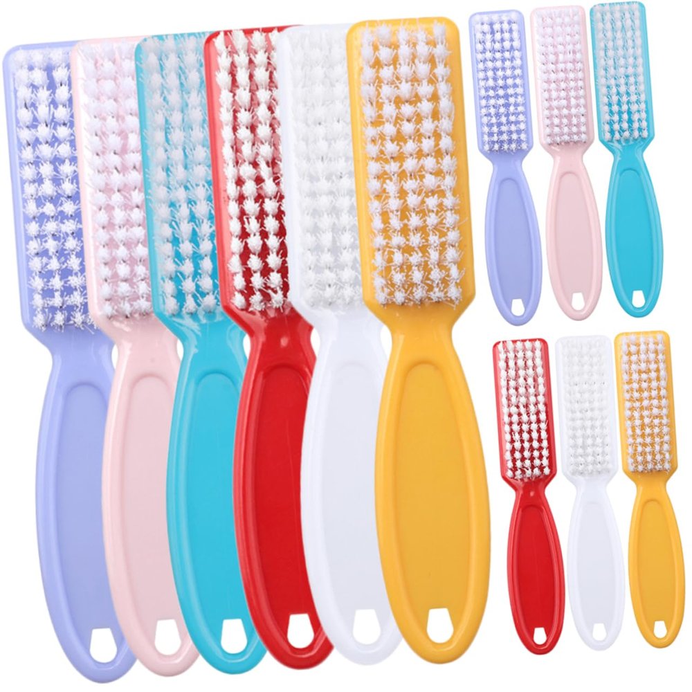 BIUDECO 24pcs Nail Cleaner Brush Manicure Brush Kit Hand Grip for Home Random Color