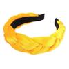 Golden Velvet Cross Hair Hoop Women's Fried Dough Twists Braid Cloth Solid Color Wide Edge Hair Hoop(Yellow) view 1