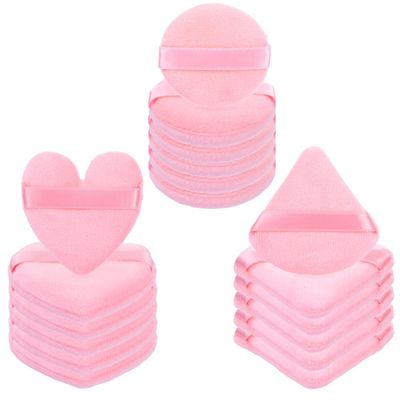 18pcs Powder Puff Round Powder Puff Triangle Heart Shaped Makeup Velour Puff Foundation MakeUp Facial Soft Cotton Powder Puffs For Loose Powder And Wet Dry Cosmetic Foundation, Blender Makeup Tool