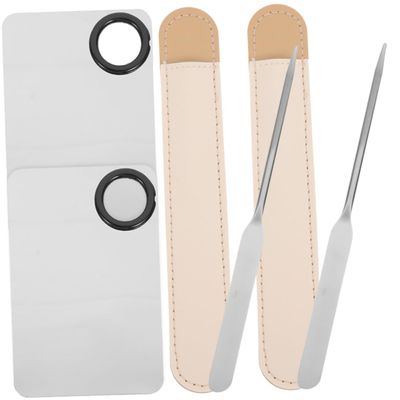 Cosmetic Mixing Plate Set 2 Sets Stainless Steel with Spatula