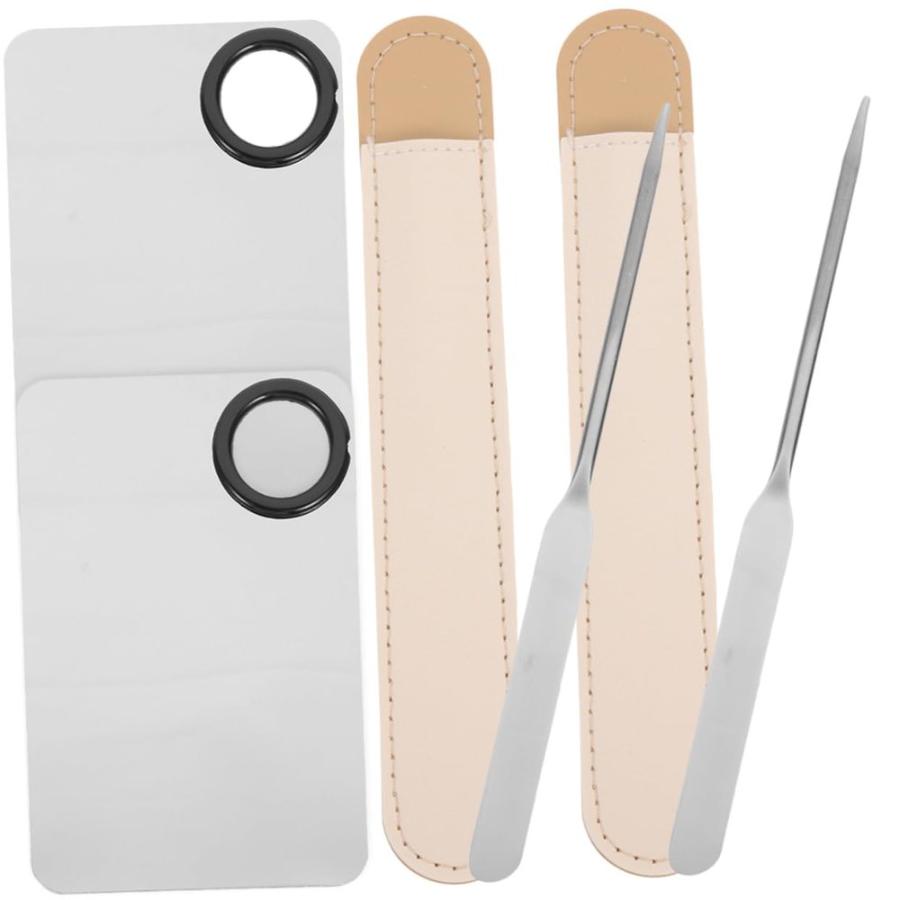 Cosmetic Mixing Plate Set 2 Sets Stainless Steel with Spatula