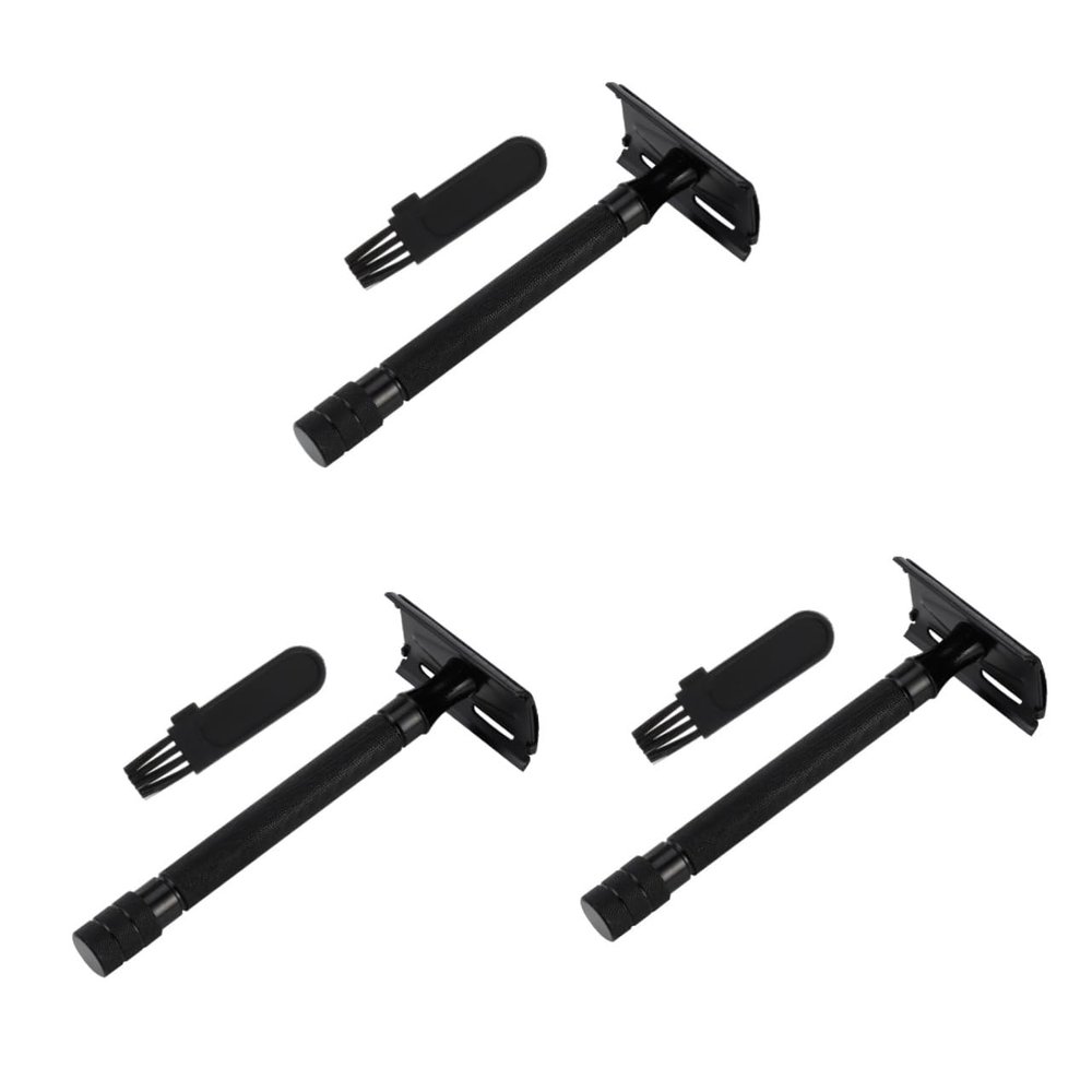 Outanaya 3pcs Manual Safety Shaver for Men and Women and Reusable Shaving Tool - Handle Travel-Friendly Beard Trimmer for Comfortable Use