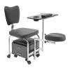 SHOUMANUAL Manicure Pedicure Chair Nail Table, Professional Nail Desk Workstation with Rolling Wheels & Storage Drawers, Adjustable Height for Nail Tech, Beauty Spa Salon (Black) view 1