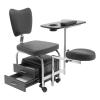 SHOUMANUAL Manicure Pedicure Chair Nail Table, Professional Nail Desk Workstation with Rolling Wheels & Storage Drawers, Adjustable Height for Nail Tech, Beauty Spa Salon (Black) view 3