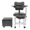 SHOUMANUAL Manicure Pedicure Chair Nail Table, Professional Nail Desk Workstation with Rolling Wheels & Storage Drawers, Adjustable Height for Nail Tech, Beauty Spa Salon (Black) view 4