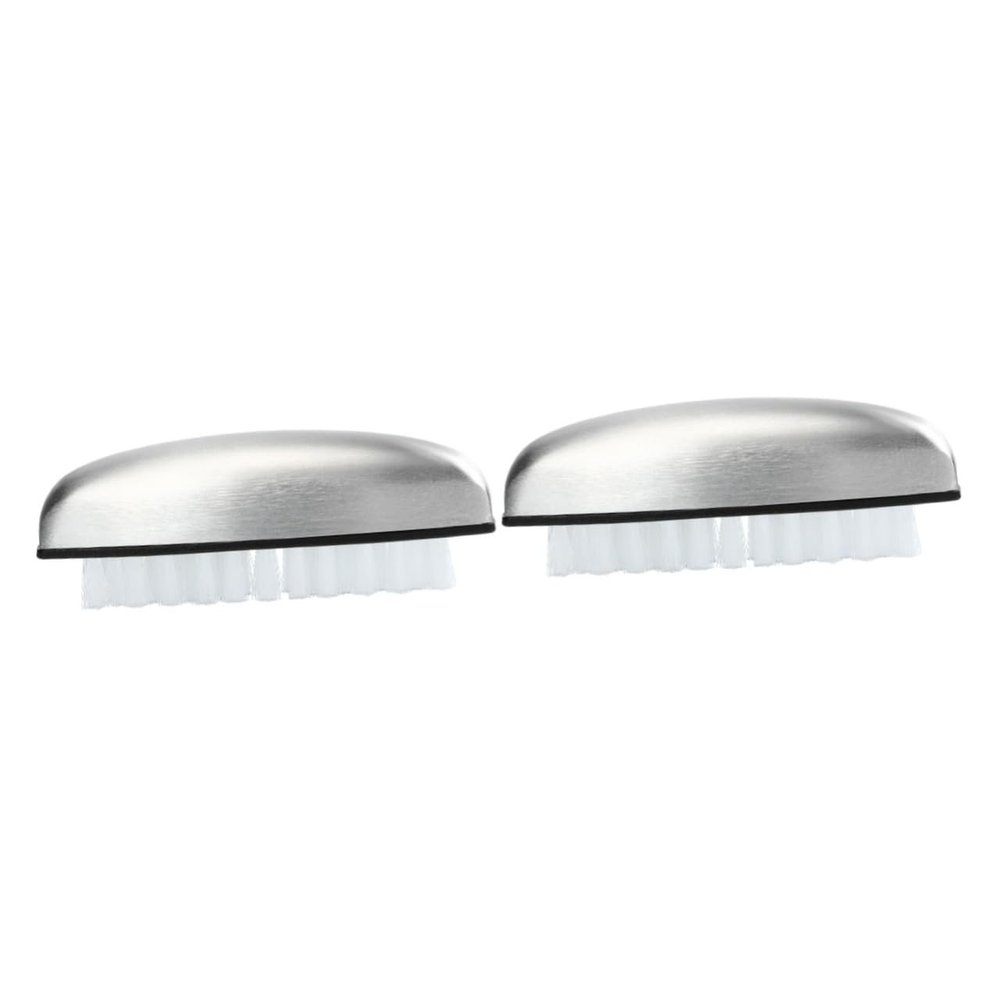 Outanaya 2pcs Stainless Steel Nail Cleaning Scrubbing Brush Ergonomic Handheld Tool for Kitchen and Bathroom Use for Nail and Hand Washing Compact and Easy to Store